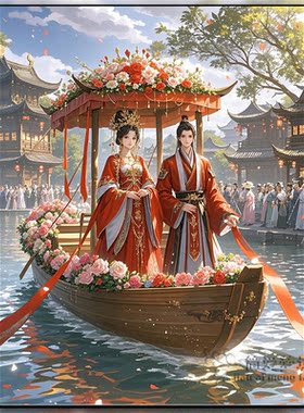 印花十字绣2026新款客厅线绣中式传统婚礼刺绣diy手工礼物钻石画