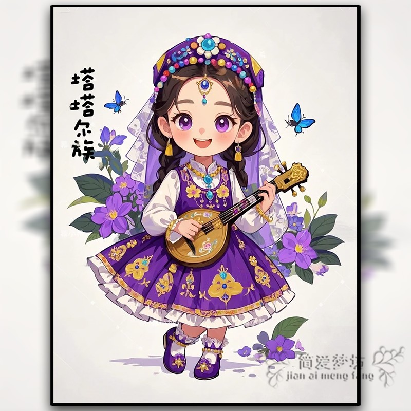 2025新款十字绣线绣小件塔塔尔族少女手工制作刺绣diy自制钻石画