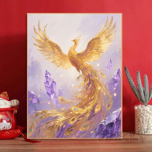 十字绣2026新款满绣金凤凰手工粘钻客厅卧室凤凰涅槃风景画高颜值