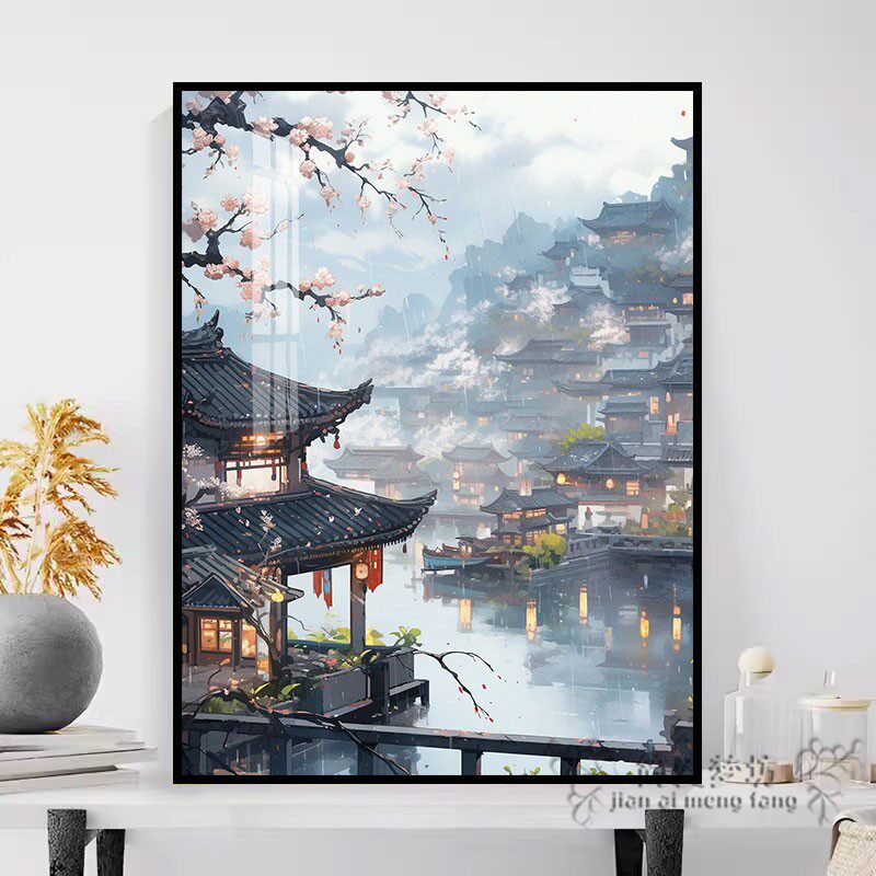 烟雨江南十字绣2025新款线绣中国风景小件diy自制钻石画满钻手工