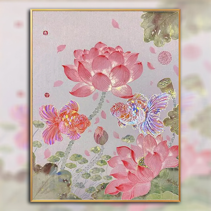 国画荷花十字绣2025新款绣客厅高级感艺术花卉装饰刺绣钻石画手工图片