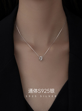 轻奢小众S925银蜂巢小蛮腰项链万花筒女立体镂空镶钻路路通锁骨链
