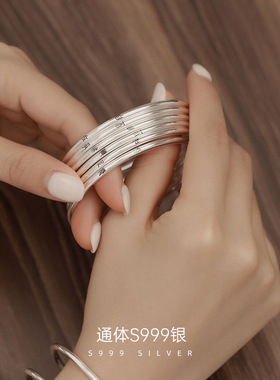 999足银实心手镯新中式自律文字设计感手环女国风礼物小众高级感