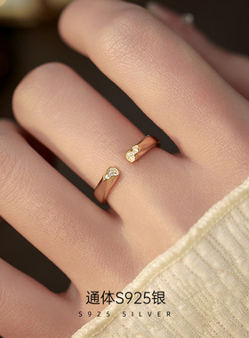 925纯银葫芦戒指女轻奢气质高级感开口指环明星ins博主同款食指戒