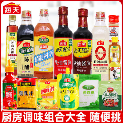 海天调料套装组合佐料大全酱油醋蚝油料酒全套调味品炒菜厨房调料