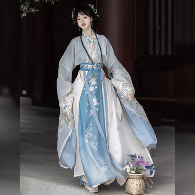 原创汉服女【侠客行】魏晋风南北朝刺绣交领广袖齐腰八破裙春季款
