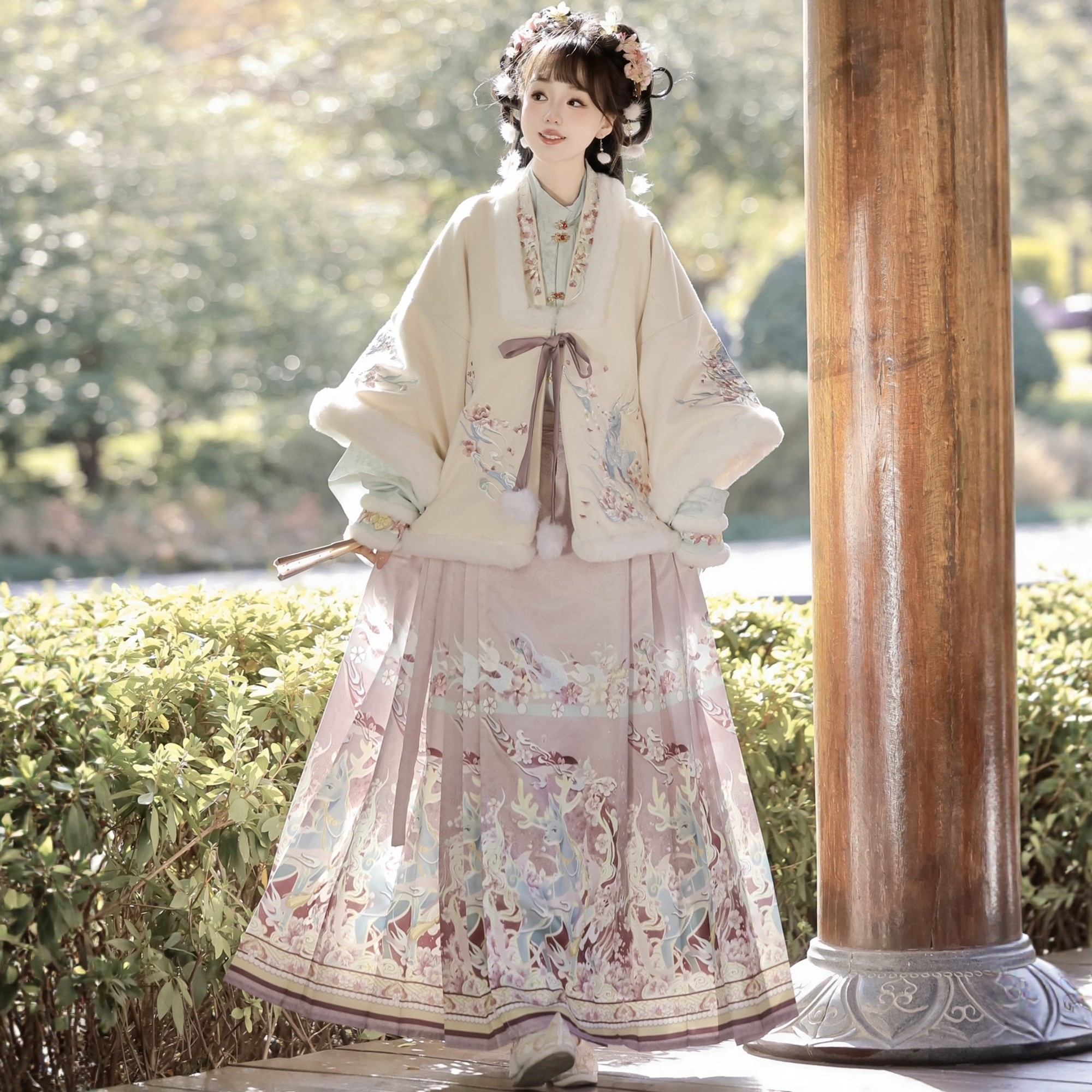 原创汉服女【麋鹿】明制加绒加厚披袄琵琶袖里衣马面裙套装冬季款,女装/女士精品,汉服套装,淘宝优惠券,粉丝福利购,淘宝优惠卷