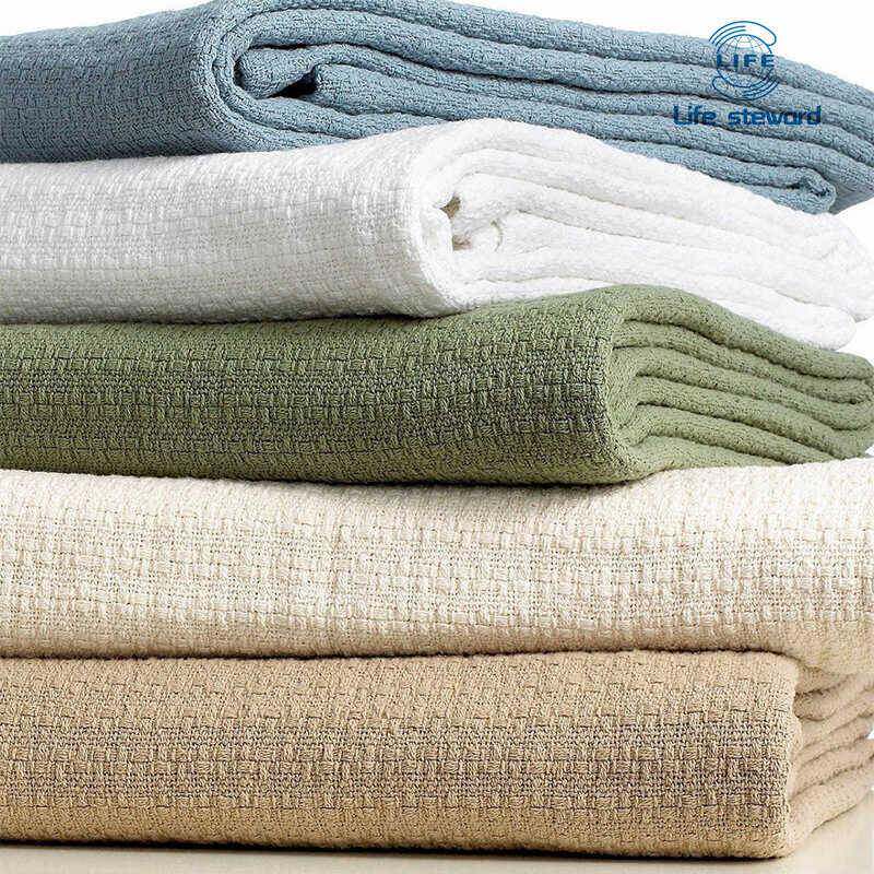 华夫格编织针织棉毯全棉线毯纯棉午睡毯沙发巾blanket sofa towel