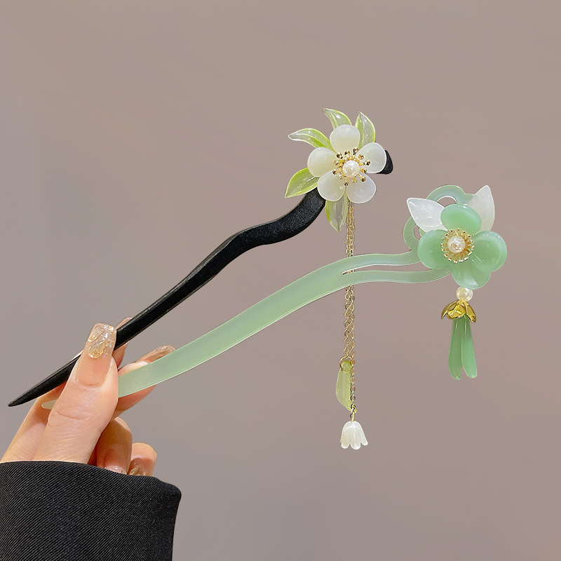 古风花朵流苏发簪气质步摇头饰
