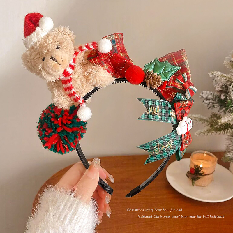 可爱圣诞小熊毛绒发箍圣诞节头饰