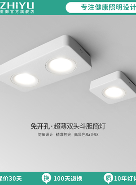 至御led明装射灯超薄双头斗胆灯客厅过道天花吸顶无主灯照明050