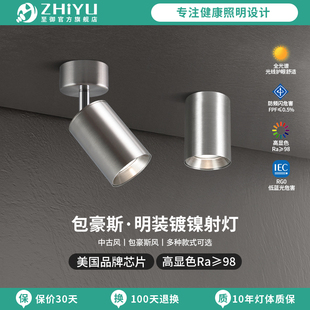 至御包豪斯明装 射灯现代简约客厅天花灯筒灯工业风过道不锈钢射灯