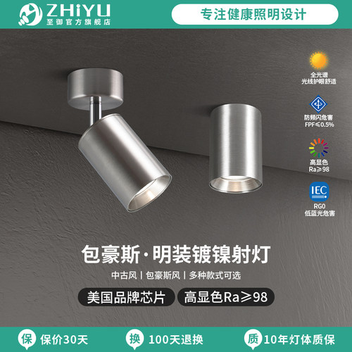 至御包豪斯明装射灯现代简约客厅天花灯筒灯工业风过道不锈钢射灯