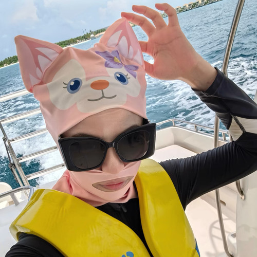 野人极限卡通脸基尼罩防晒儿童成人沙海滩游泳浮潜水帽冲浪垂钓鱼