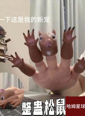 整人松鼠手指套小动物手指玩偶卡通松鼠解压趣味搞怪手偶小玩具