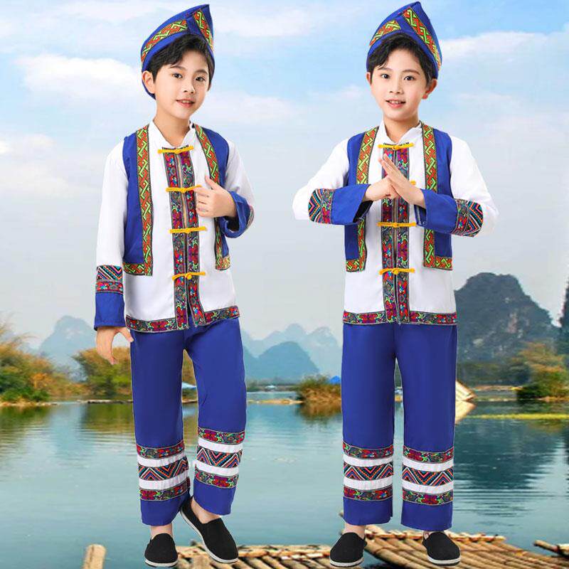广西壮族服装三月三民族服装儿童少数民族演出服男童毛南族舞蹈服