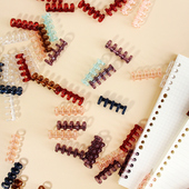 彩色5孔活页扣环diy线圈环装 订圈环扣透明文件夹装 订环扣塑料可拆卸线圈活页本环可拆卸活页夹外壳笔记本封面