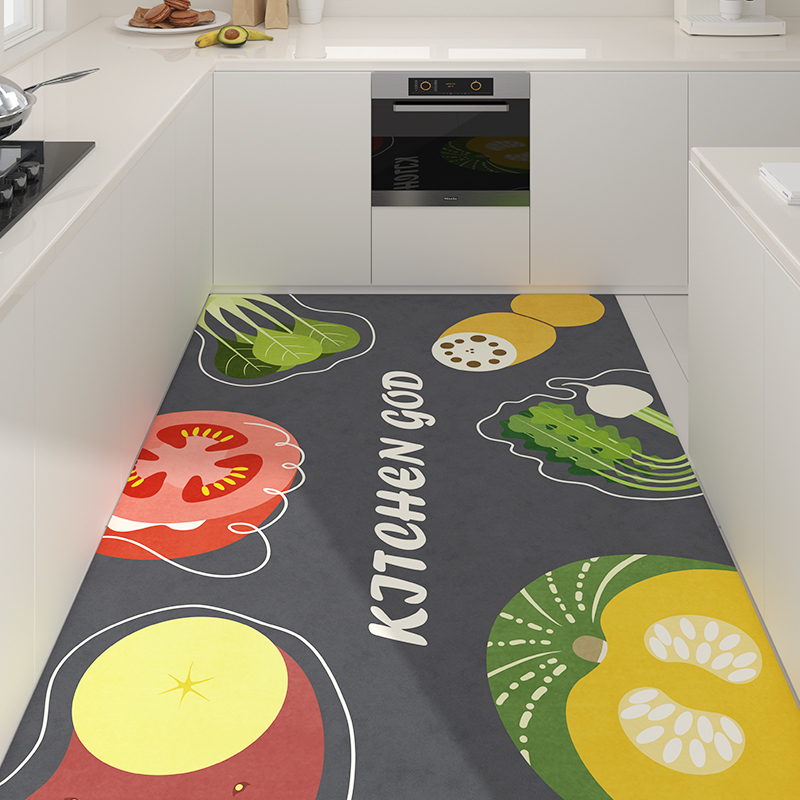 厨房地垫防滑防油可擦免洗地毯脚垫垫子防水pvc可擦耐脏整铺家用