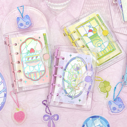 NOTE FOR 2026年限定M5透明烫银活页手帐本PVC活页本《琉璃梦之窗》活页笔记本子M5手账本外壳M5活页本子