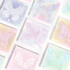 NOTE FOR 100张便签《缤纷梦蝶》渐变文艺手绘涂鸦风手账便签拼贴素材小蝴蝶图案留言手帐备忘纸计划打卡