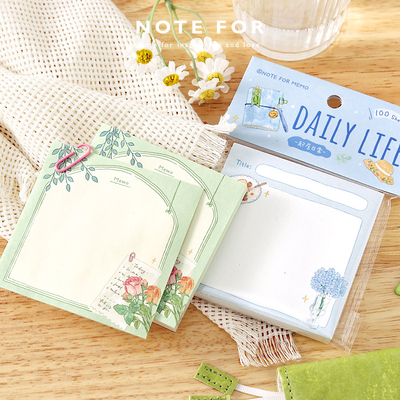 NOTE FOR 100张高颜值便签本《我的自愈清单》轻复古文艺起居咖啡面包花花素材纸备忘记事留言便签纸便条纸
