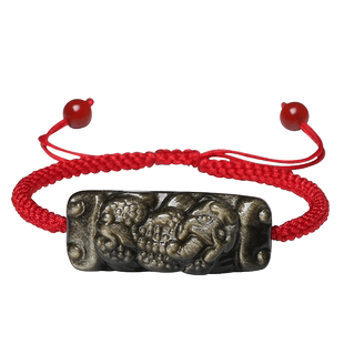 天然黑曜石貔貅手链皮丘男女红绳手绳编织本命年刻字定制饰品礼物