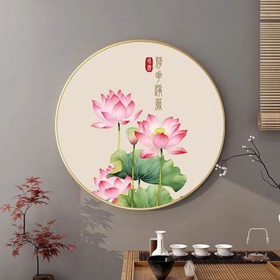 荷花禅意十字绣2025新款线绣手工DIY自己绣满绣印花客厅玄关挂画