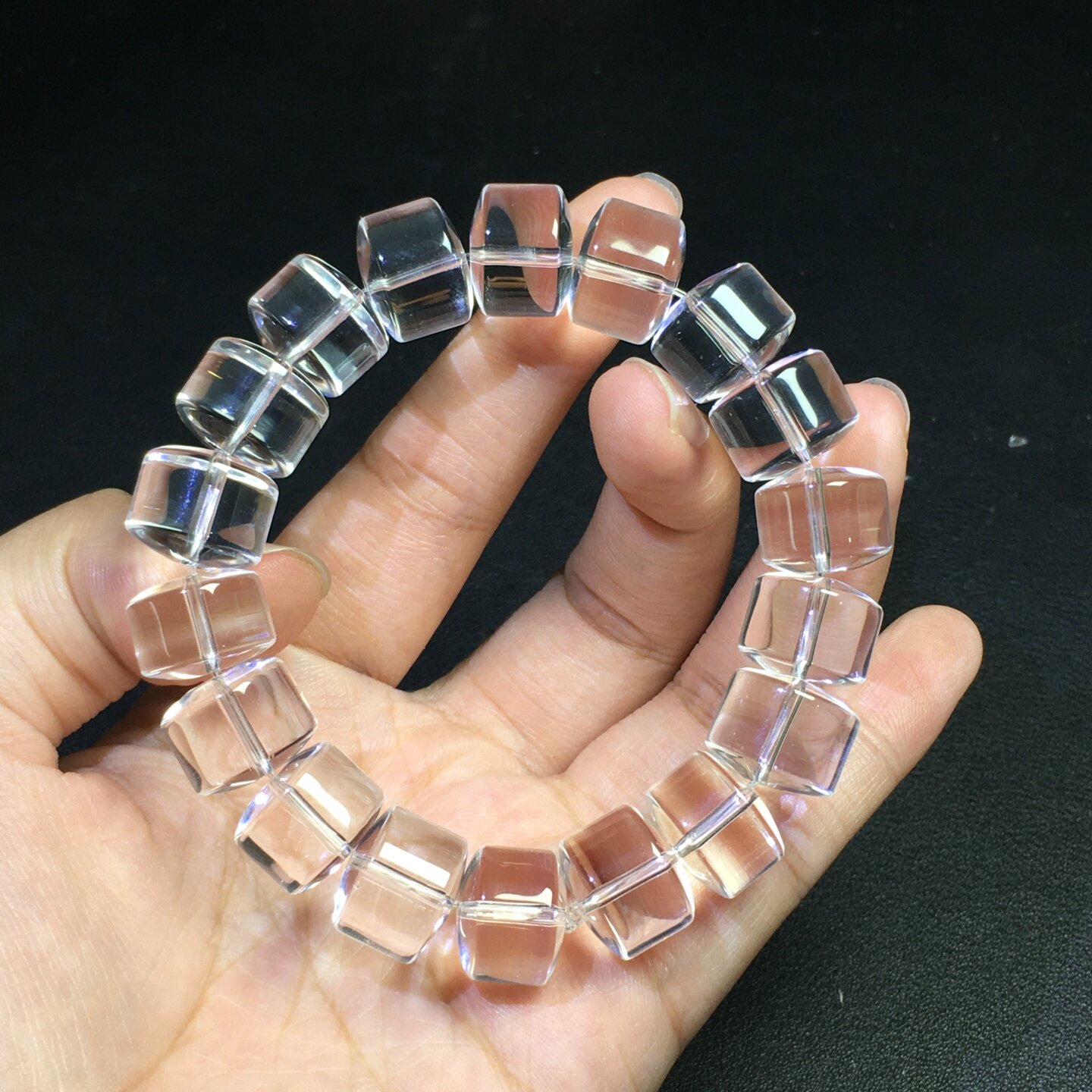 纯天然白水晶车轮珠药片珠净体盘珠消磁透体具有收藏价值直切单圈