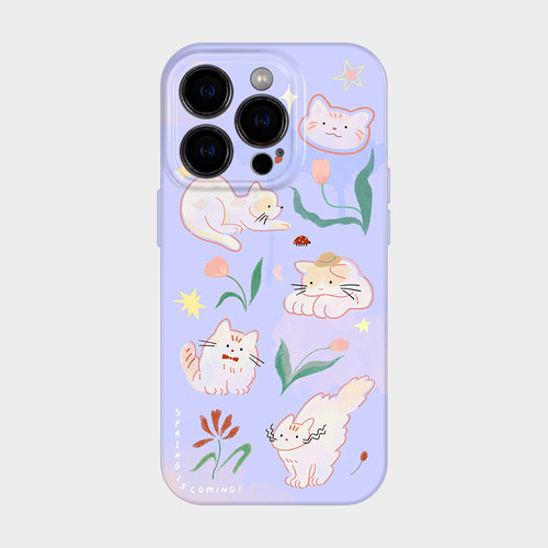 郁金香和猫 适用iPhone17pro苹果16promax手机壳保护外壳新款15女生可爱趣味萌宠14少女心13华为pura70不撞款