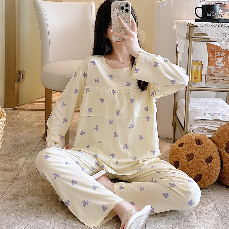 女士棉绸花边防透套头睡衣