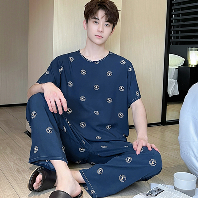 短袖长裤睡衣男青少年棉绸