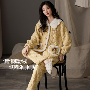 紫色花语睡衣女冬2025新款 珊瑚绒甜美可爱可外穿法兰绒家居服套装