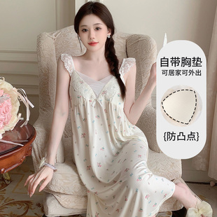 碎花带胸垫睡衣甜美蕾丝吊带家居服 法式 纯欲睡裙女款 夏季 2025新款