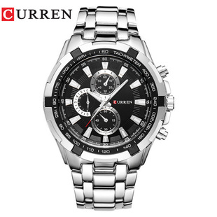 CURREN卡瑞恩8023时尚礼物大表盘休闲商务手表男士石英表防水腕表