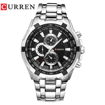 CURREN卡瑞恩8023时尚礼物大表盘休闲商务手表男士石英表防水腕表