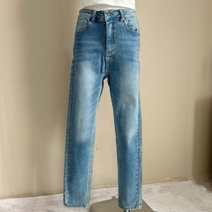 不退换 春秋新款 日单直筒法棍裤 女烟管裤 纯棉高腰小脚裤 牛仔裤