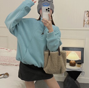 【半拉链超柔软】加绒立领卫衣洋气韩系上衣外套可内搭可单穿