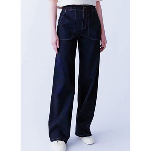 25年冬季加绒之家同款超柔软长款牛仔裤宽松直筒高腰明线柔软