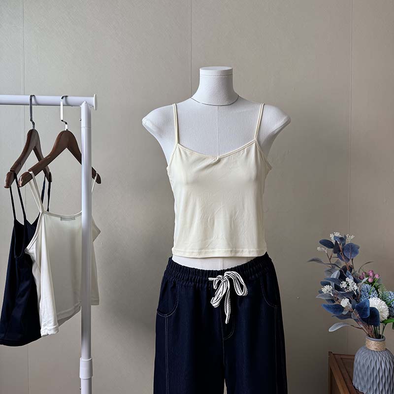 【不退换】日单女士品牌订单薄款细肩带内搭上衣纯色吊带打底衫