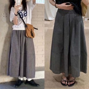 新款 格子半身裙女2025夏季 高腰显瘦小个子宽松百搭休闲a字长裙子