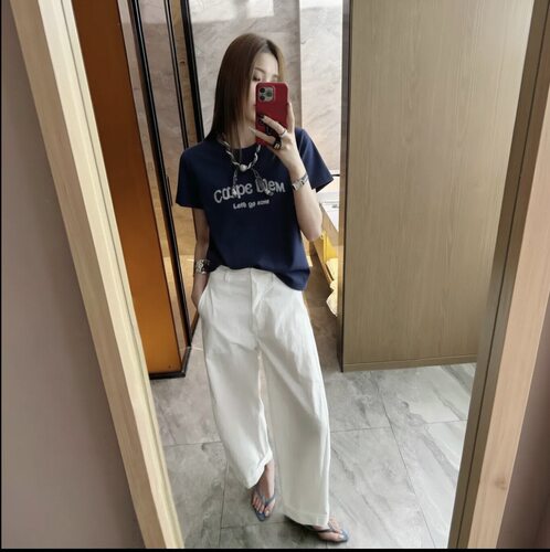 高端定制款～春夏新款丝巾配饰刺绣字母打底短袖T恤女上衣
