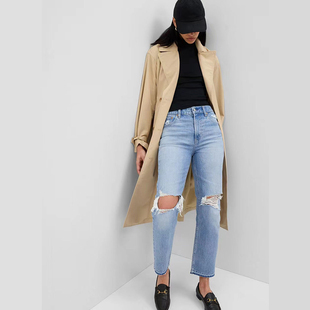 【越南拉回】品牌订单女士夏季破洞复古高腰牛仔裤九分裤乞丐裤