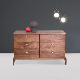北欧E家 实木六斗柜 卧室现代 无现货 简极轻奢·Adorn黑胡桃
