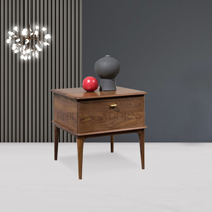 卧室家具 北欧E家 简极轻奢·Adorn黑胡桃 床边柜 无现货 现代