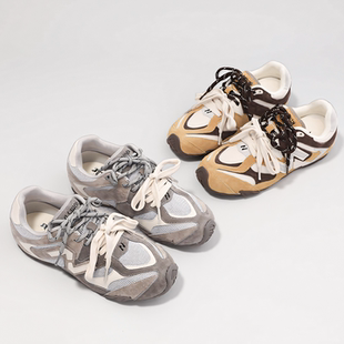 拼色老爹鞋女真皮小白鞋增高女鞋透气休闲鞋女款德训鞋百搭运动鞋