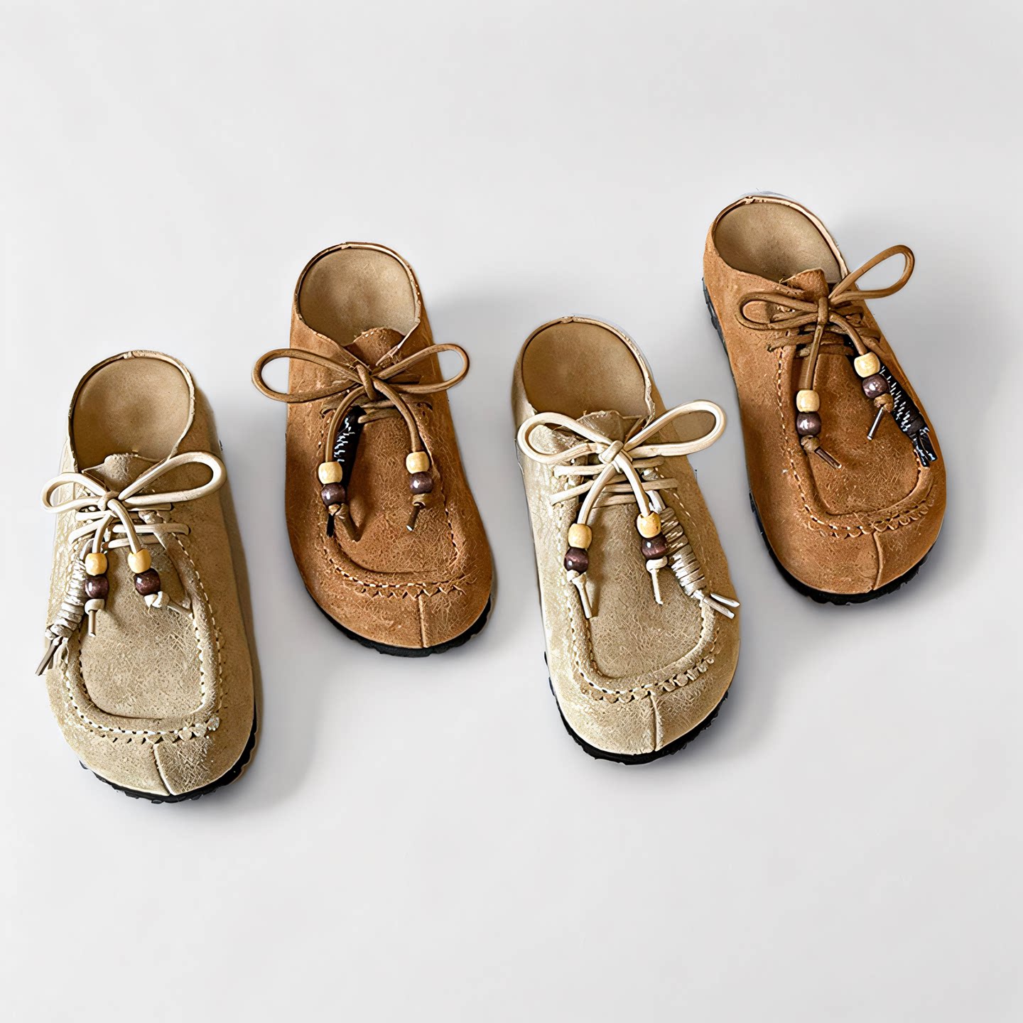 大码串珠女鞋系带勃肯鞋包头半拖外穿懒人鞋真皮休闲鞋百搭豆豆鞋