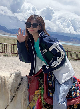 UhMu冲锋衣女潮牌三条杠运动男女情侣装嘻哈街头bf风加绒工装外套