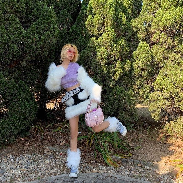 外套披肩上衣复古皮草毛毛新款仿皮草裙短款套装外套欧美风