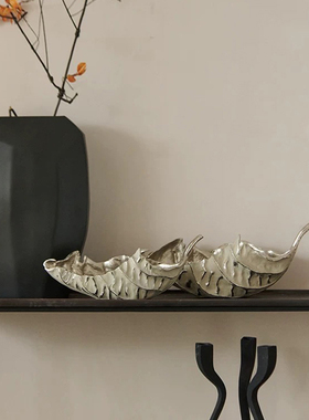 简约现代轻奢创意树叶造型果盘摆件样板间餐厅客厅茶几桌面装饰品