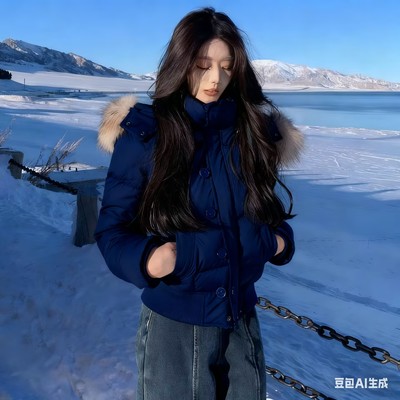 南区菲奥娜藏青可脱卸帽